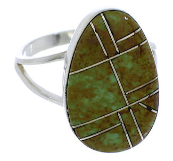 Turquoise Inlay And Silver Southwest Jewelry Ring Size 5-1/4 TX39013